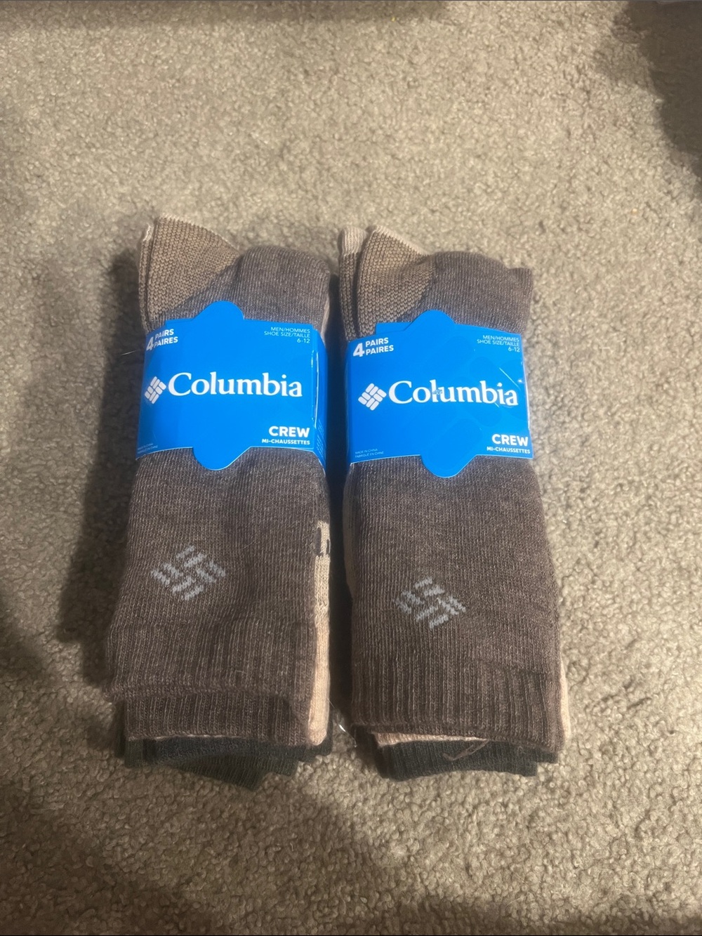 Columbia Men's Crew Socks - Brown (4-Pack)